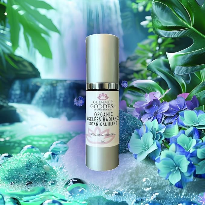 Glimmer Goddess Ageless Radiance Organic Skin Serum - Botanical Blend, Jamaican Black Castor Oil, Black Cumin Seed Oil, Rosehip Seed Oil, for Skin Health, Anti-Aging, Even Toning 1 oz
