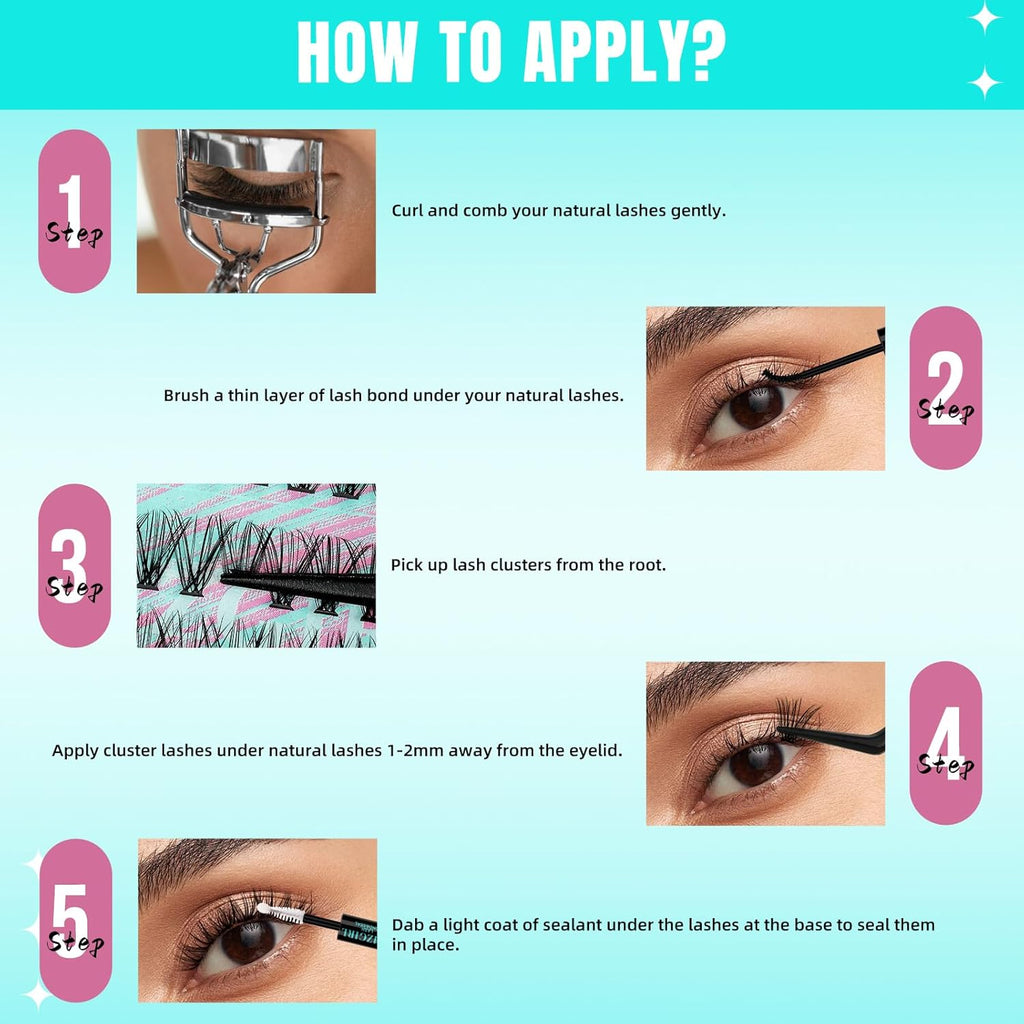 Lash Clusters Wispy 280PCS Eyelash Extension 30D Cluster Lashes Individual Lashes DIY Lash Extension Natural Look Cluster Eyelash Extensions Soft False Eyelashes at Home for Beginners(10mm)