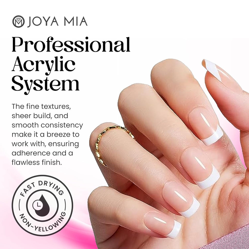 Joya Mia Acrylic Powder for Nails, MMA-Free, Super Adhesion Professional Powder for Flawless & Long-Lasting Nail Enhancements, Easy Application, Vibrant & Stunning Colors - Soft Pink, 32 oz
