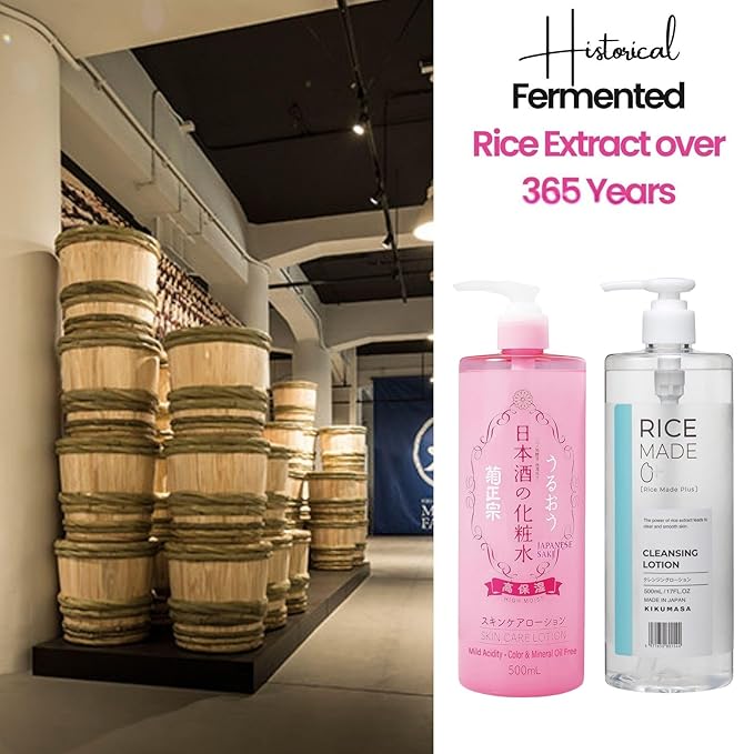 Moisturizing Facial Toner Lotion + Face Cleansing Lotion Water for Women & Men, Hydrating Facial Toner with Fermented Rice Extract & Amino Acids + Makeup Remover No Face Washing Required