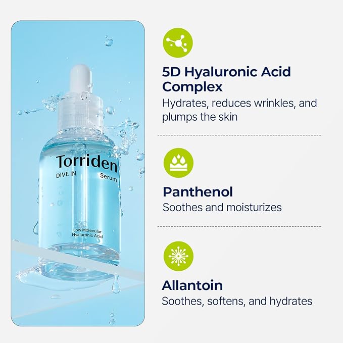 Torriden DIVE IN Serum 1.69 fl oz + refill pouch 1.69 fl oz | Deep Hydration to Get Glow Skin | Hyaluronic Acid, Panthenol, Allantoin | Korean Facial Serum
