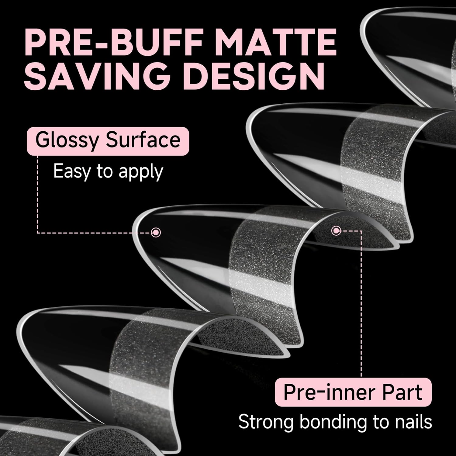 UNA GELLA Almond Gel Nail Tips Short: Half Cover Almond Shape Nail Tips Matte 216pcs Clear Gelly Tips for Saving Nail Extension DIY Nail Art, Self-handle 12Sizes