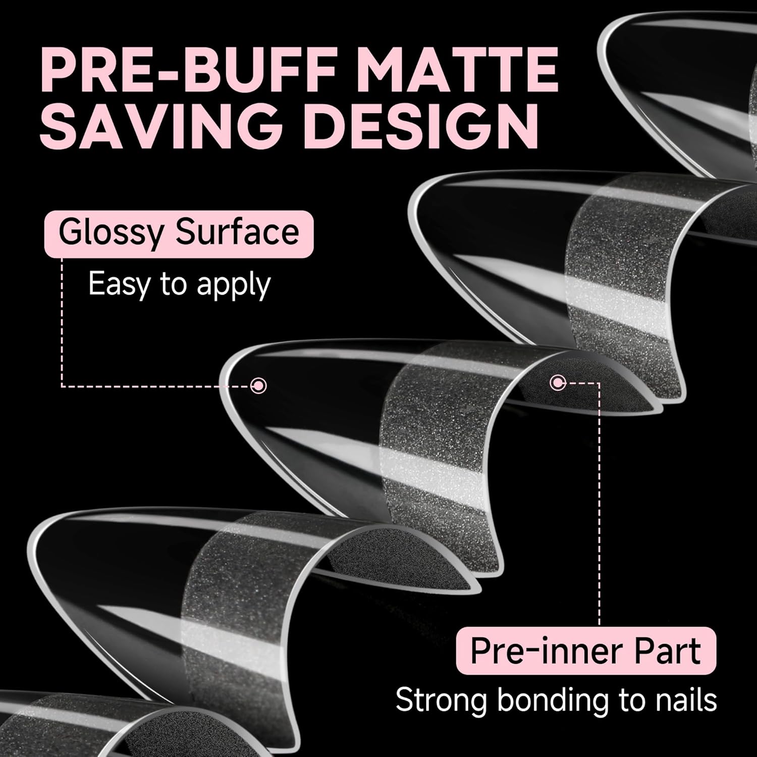 UNA GELLA Almond Shape Nail Tips Short: 504pcs Half Cover Almond Gel Nails Tips Matte Clear Fake Nails Self-handle for Nail Extension DIY Nail Salon for Her, 12Sizes