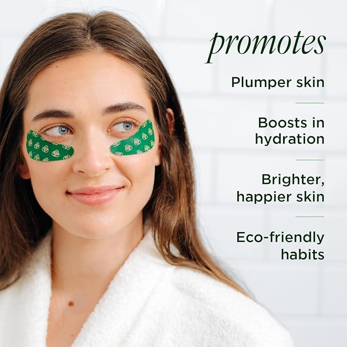 Tree of Life Beauty Hydrating Facial Serum Collagen Peptides with Argireline and Replexium - Anti Aging and Wrinkle Reduction (1oz) and Silicone Reusable Under Eye Patches for Puffy Eyes