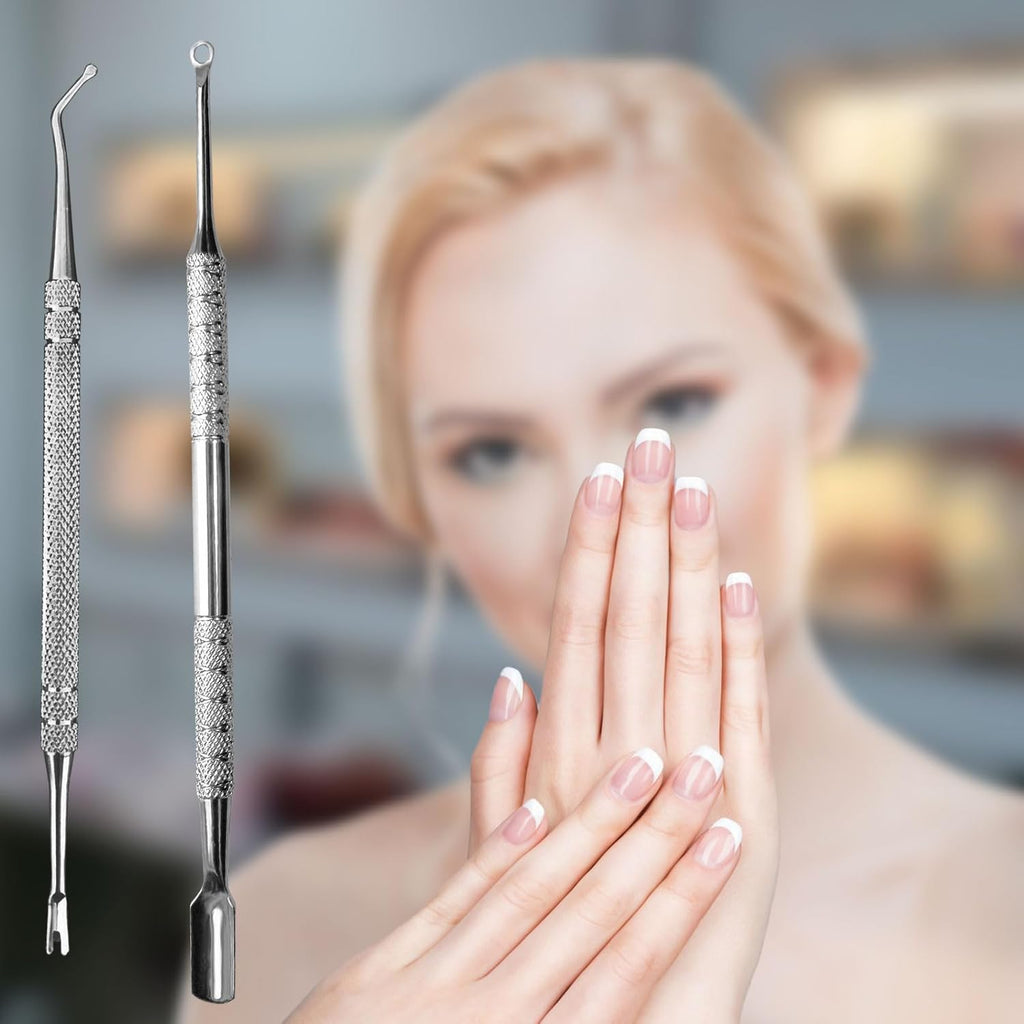 Premium Stainless Steel Manicure Tools 2-Piece Set, Upgrade Gel Nail Polish Remove Tool & Cuticle Pusher, Cuticle Trimmer & Nail Lifter, Durable&Hygienic, For Women