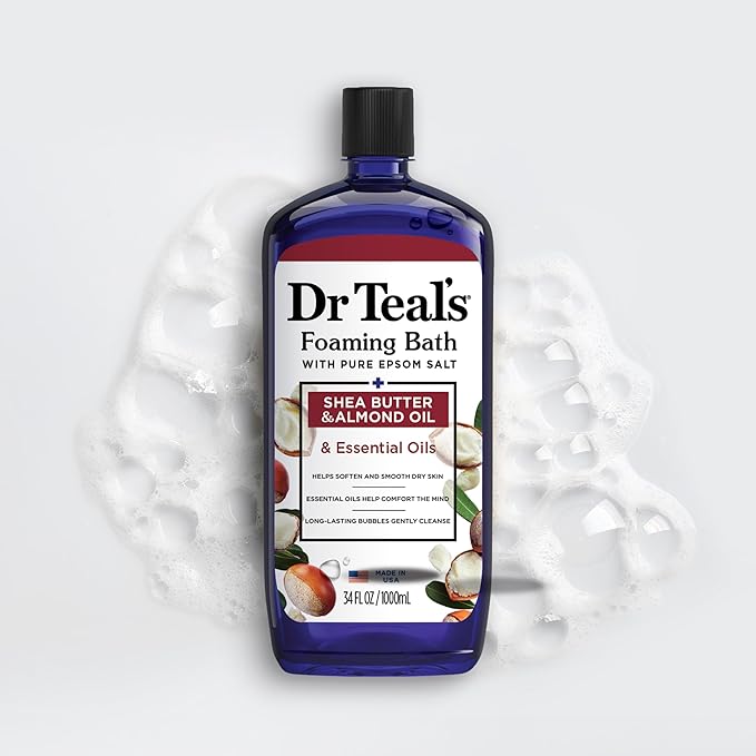 Dr Teal's Foaming Bath with Pure Epsom Salt, Shea Butter & Almond, 34 fl oz (Pack of 4)