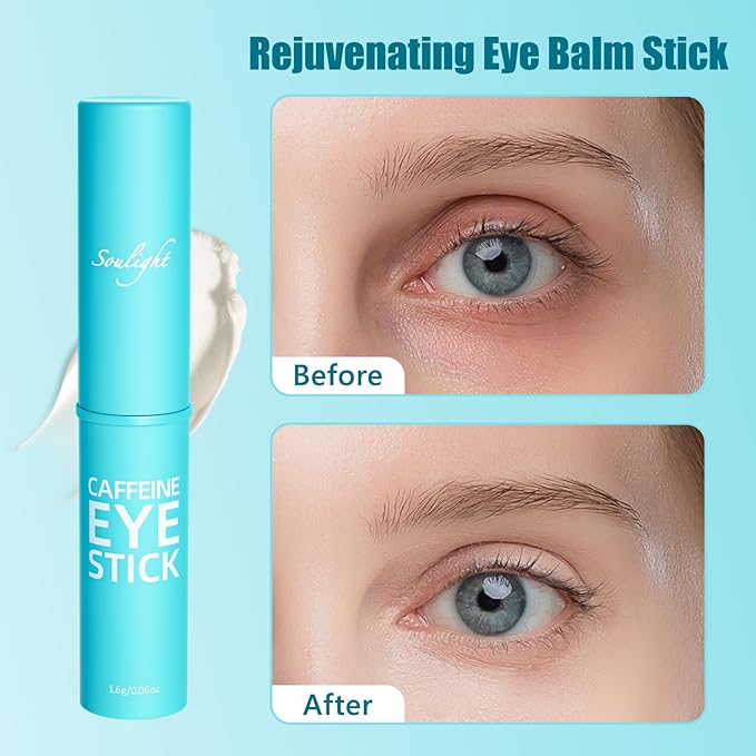 Soulight Caffeine Eye Stick, Anti-Aging Eye Balm, Advanced Revitalizing Eye Cream for Wrinkles, Dark Circles, Puffiness & Bags Under Eyes- Retinol Eye Cream Moisturizes, Softens & Nourish Skin