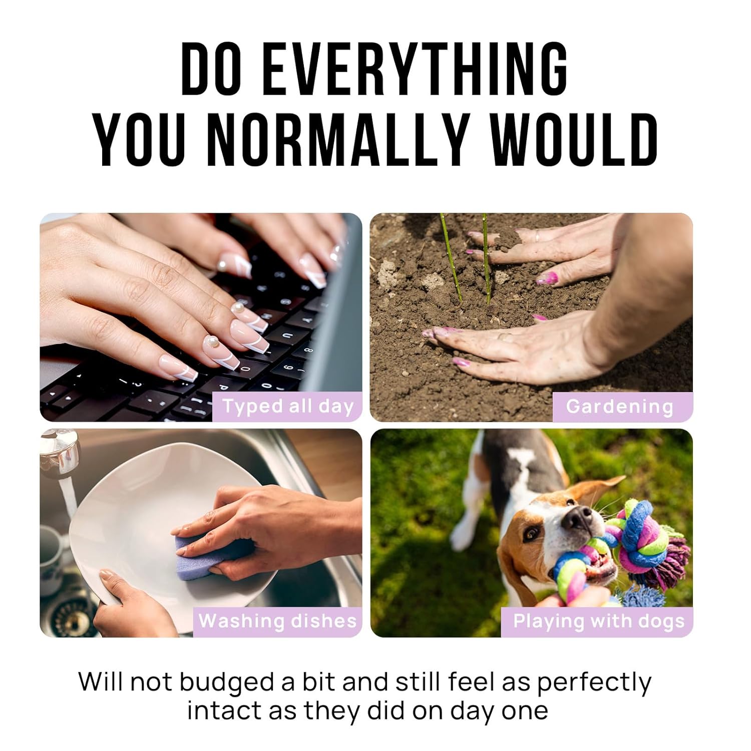 French Tip Press On Nails - BTArtbox 30 PCS Almond Fake Nails, Fit Perfectly & Natural Reusable Silver Outline Soft Gel Nails with Nail Glue and Jelly Glue in 16 Sizes, Rock Me