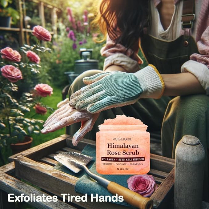 Himalayan Salt Body Scrub 12 oz - with Collagen and Stem Cells - Exfoliating Salt Scrub for Cellulite - Deep Cleansing for Acne, Scars, Wrinkles - Moisturizes Skin