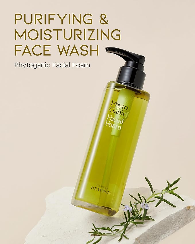 BEYOND Phytoganic Facial Cleansing Foam (6.8fl oz) - Vegan Formula Korean Skin Care. Moisturizing Gel-Type Facial Foam for Impurities & Makeup Removal, lean Herbs, Phyto-Biome
