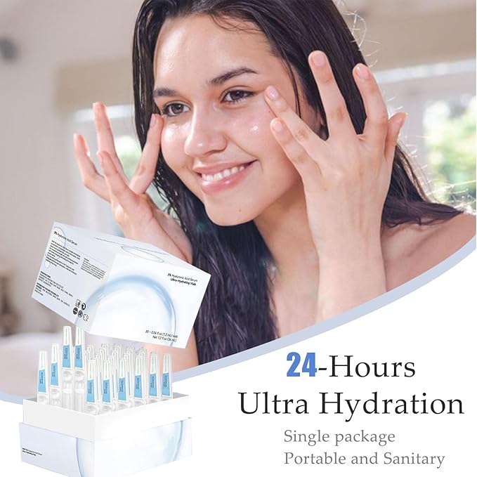 30pcs 3% Hyaluronic Acid Serum Ultra-Hydrating Vials, Hyaluronic Acid Tubes, Single-Use Hyaluronic Acid Tubes Vials, nature perfection hyaluronic acid