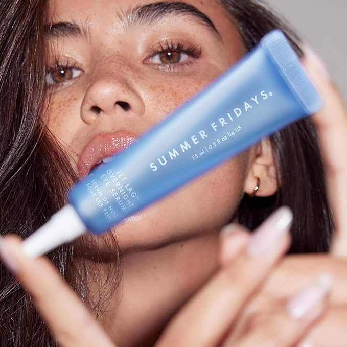 Summer Fridays Jet Lag Overnight Eye Serum - Nourishing Undereye Treatment for Dark Circles - Helps to Hydrate, Smooth, Firm & Depuff - Enriched with Glycerin to Lock in Moisture (0.5 Fl Oz)