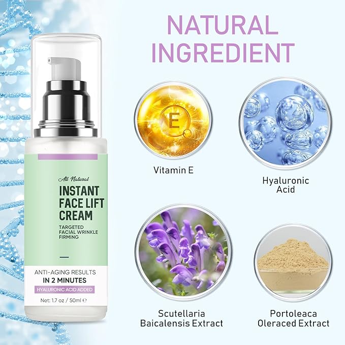 Instant Face Lift Cream,Skin Tighten And Lift Neck Cream for Women with Plant Extract, Neck, Eye Anti-aging Serum for Smoothing Fine Lines, Wrinkles and Firming Loose Sagging Skin-50ML