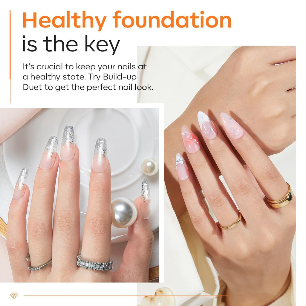 modelones Builder Nail Gel with Gel Top Coat, 8-In-One Clear Builder Acid Free Top Coat for Nail Thickening Apex Building Extension Shine Finish and Long Lasting, LED Lamp Cured 10ml DIY Home Salon