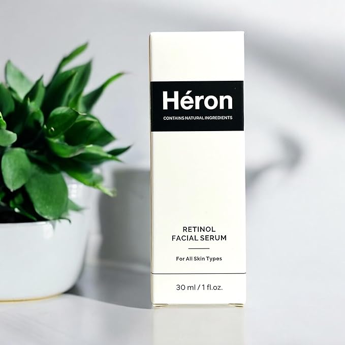 Retinol Serum for Face - 0.5% - Héron Retinol Face Serum (1 fl oz - 30 ml) – Anti-Aging, Dark Spot Remover, Pore Tightening, Wrinkle Reducing, Clinical Strength Formula