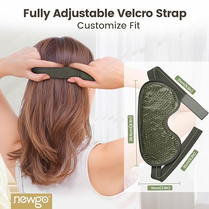 NEWGO Cooling Eye Mask for Puffy Eyes, Cold Eye Mask Eye Ice Pack for After Eyes Surgery, Tension Stress Relief, Itchy Eyes, Headaches, Dark Circles - Army Green