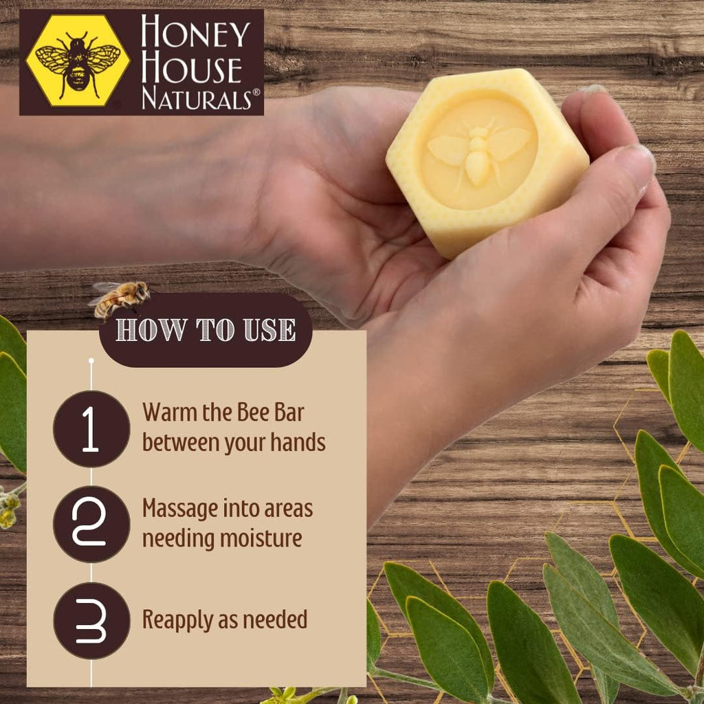 Honey House Naturals Bee Bar Duo – Vanilla - Small .6 Ounce and Large 2 Ounce– All Natural Ultra Moisturizing Lotion Bar Infused with Essential Oils and Butters – Made in USA