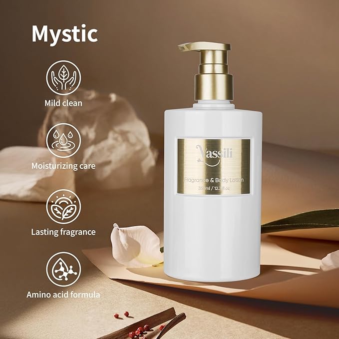 Body Lotion and Skin Tightening Cream for All Skin Types, Long-Lasting Aroma, Soothe and Smooth Bundle, Moisturizing Lotion for Dry Skin Relief (12.3 fl oz)-Mystic Mist