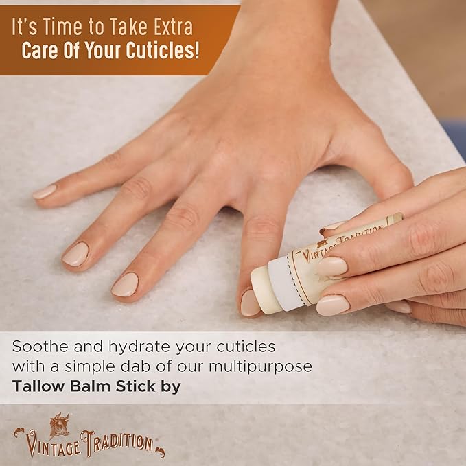 Vintage Tradition Moisturizing Beef Tallow Lip Balm – Tube Lip Moisturizer with Peppermint Essential Oil Hydrates & Soothes Dry Lips – Grass-Fed Tallow Balm for Skin Care, 0.5 Fl. Oz.