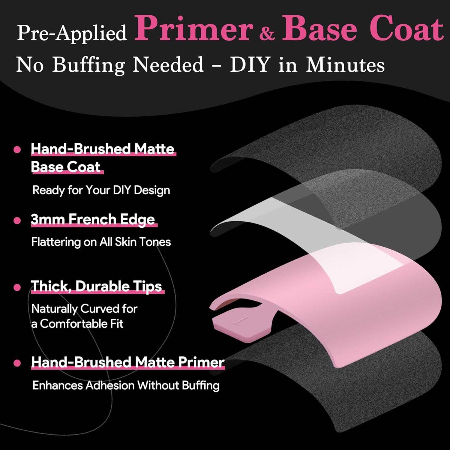 Press On Toenails for Women French Tips, Sharp Square Pre-applied Primer & Base Coat Toe Nail Press Ons Baby Pink Full Cover Fake Tips Extension 15 Sizes 270 Pcs, Builder Nail Gel & Top Coat Required