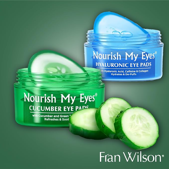 Fran Wilson Nourish My Eyes Eye Pads - Soothe Tired Eyes, Reduce Puffiness & Dark Circles, hydrates the skin around the eyes - 36 Count - Cooling & Refreshing, Instantly (Cucumber)