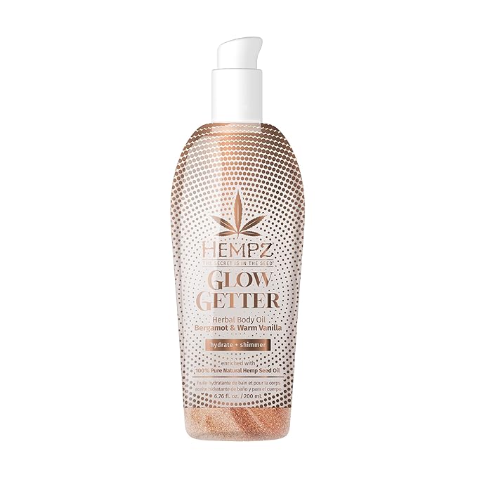 Hempz Glow Getter, Hydrating Body Oil with Shimmer 6.76 oz.