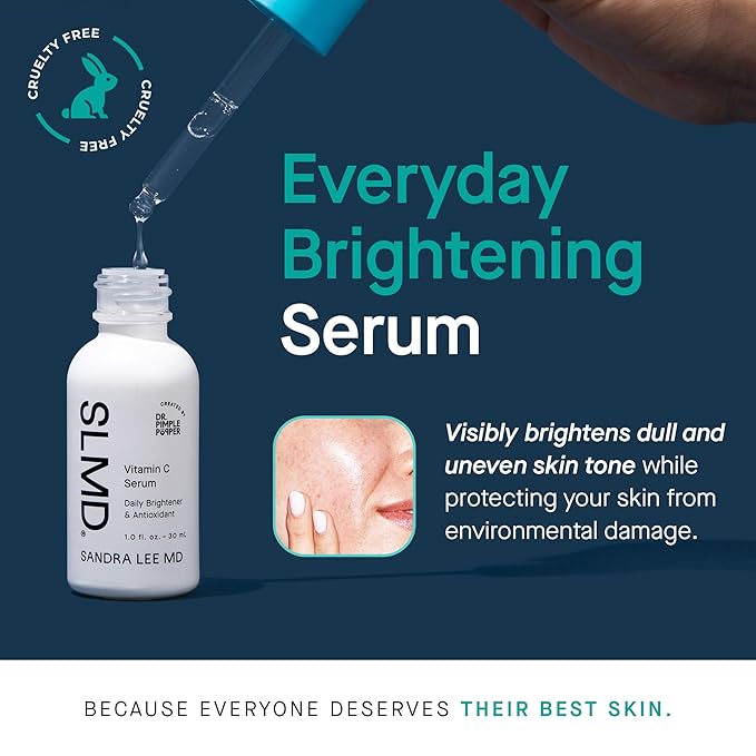 SLMD by Dr. Pimple Popper - Vitamin C Serum - Vitamin C Face Serum & Hyaluronic Acid to Visibly Smooth, Hydrate and Brighten Skin - Minimize Appearance of Fine Lines & Wrinkles - 1 Fl. Oz.