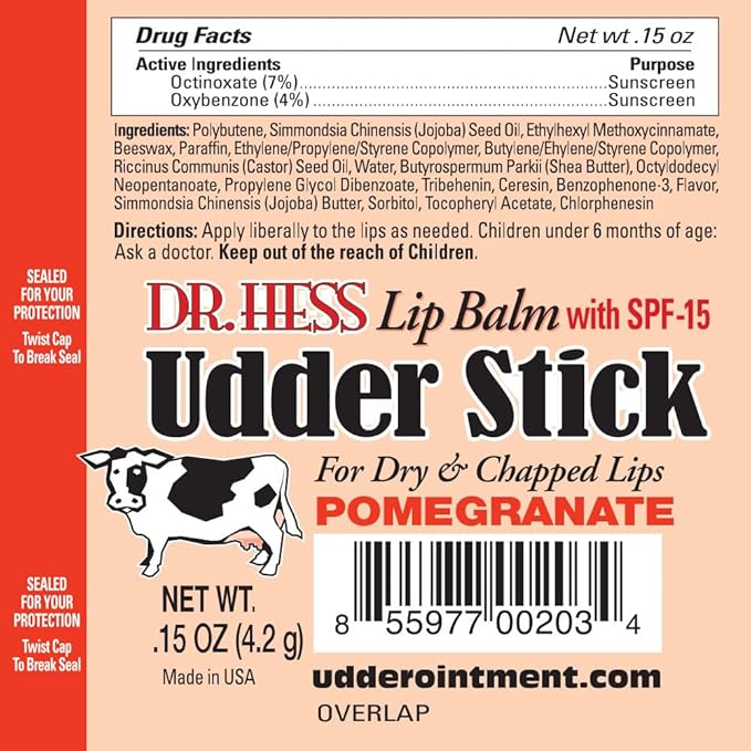 Udder Stick Lip Balm, Pomegranate, 4 Count