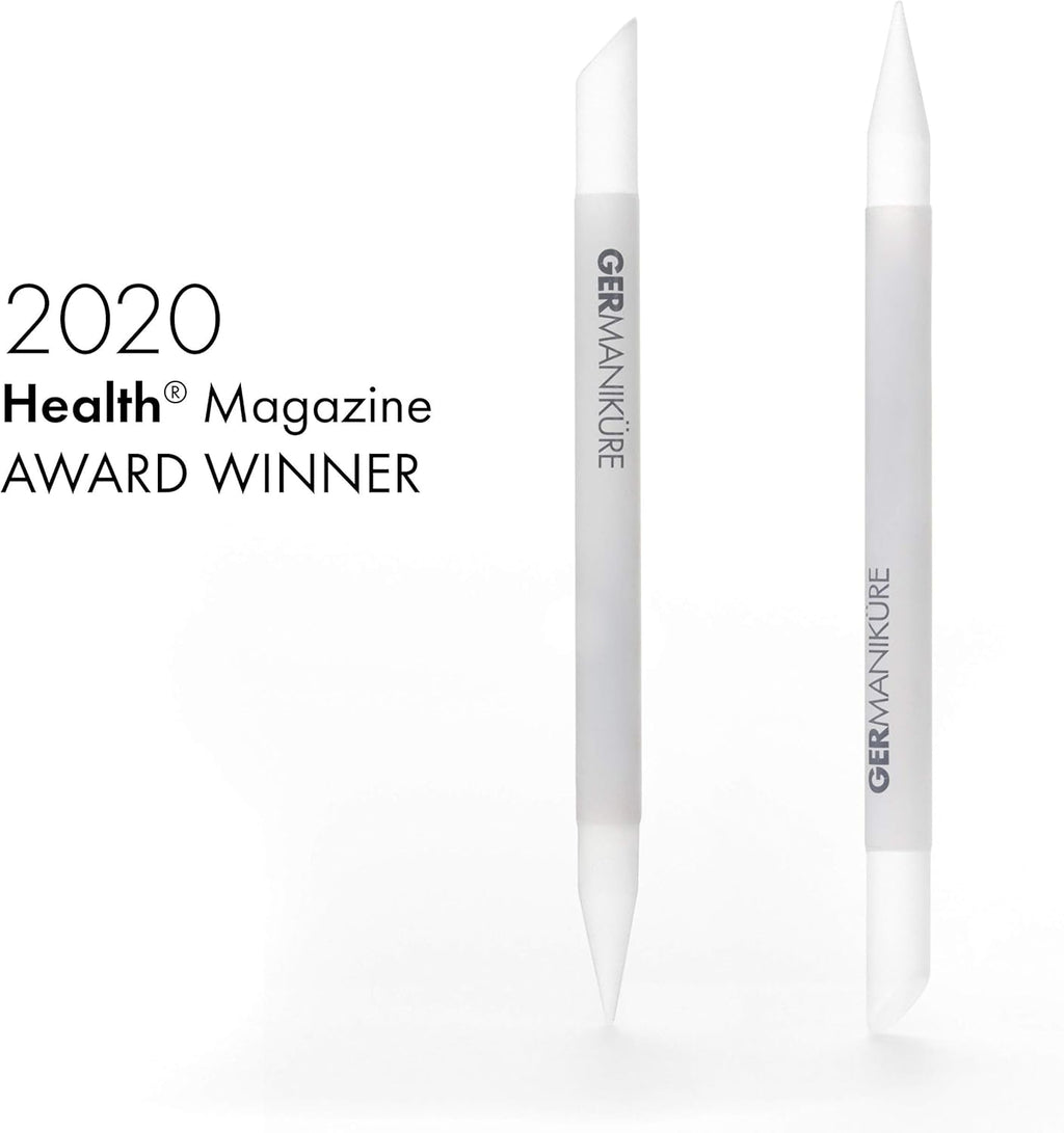 GERMANIKURE 2 Pc Glass Bundle - Crystal Glass Cuticle Stick & I'm Too Pretty to Work Nail File in Suede Sleeves – Handmade in Czech Republic – Pro Manicure Supplies – Cuticle Pusher, Callous Remover