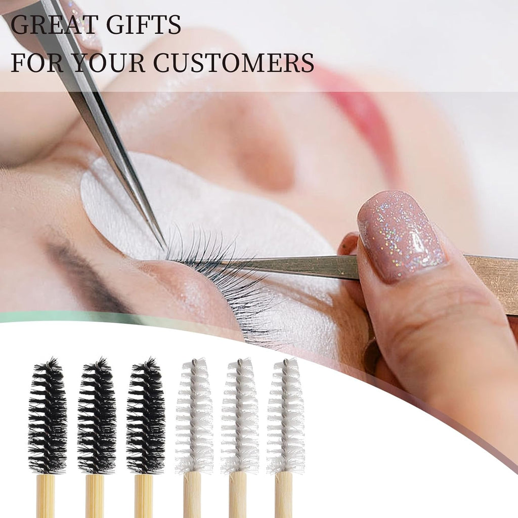 300PCS Disposable Mascara Wands Spoolie Brush Crystal Eyebrow Brushes Eyelash Extension Applicator Makeup Kits Bamboo Mascara Brush