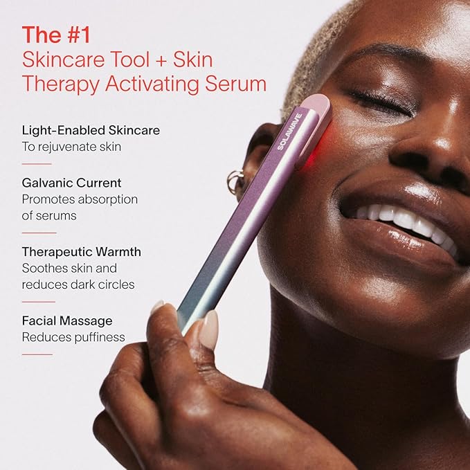 Solawave Red Light Therapy Starter Kit | 4-in-1 Radiant Renewal Wand, Serum and Refill Bundle | Anti-Aging Facial Device with Skin Therapy Activating Serum for Microcurrent and Galvanic Current