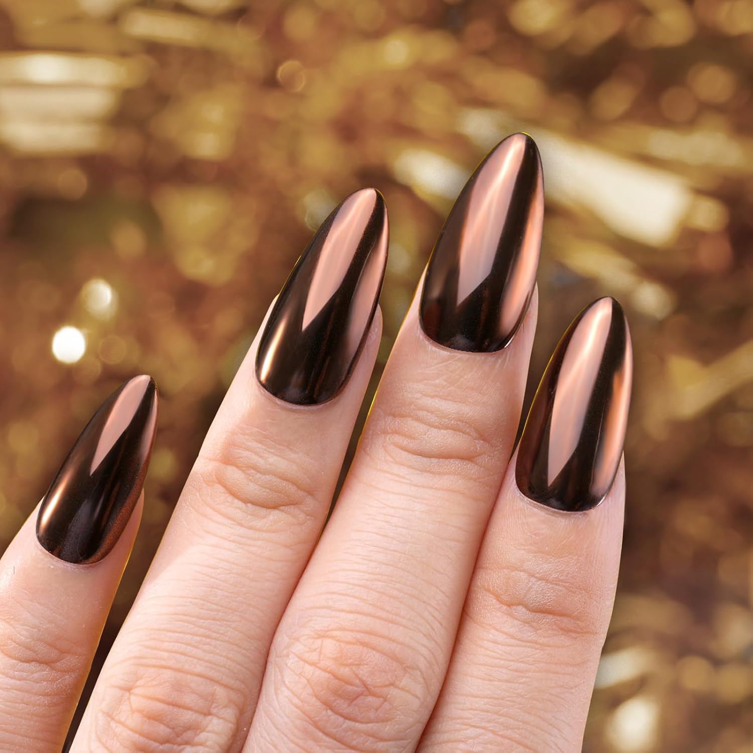 Pretty Diva Chrome Nail Powder - Coffee Chocolate Effect Nail Art Mirror Chrome Nail Powder, Brown Metallic Mirror Chrome Powder Pigment for Nail Art Decoration