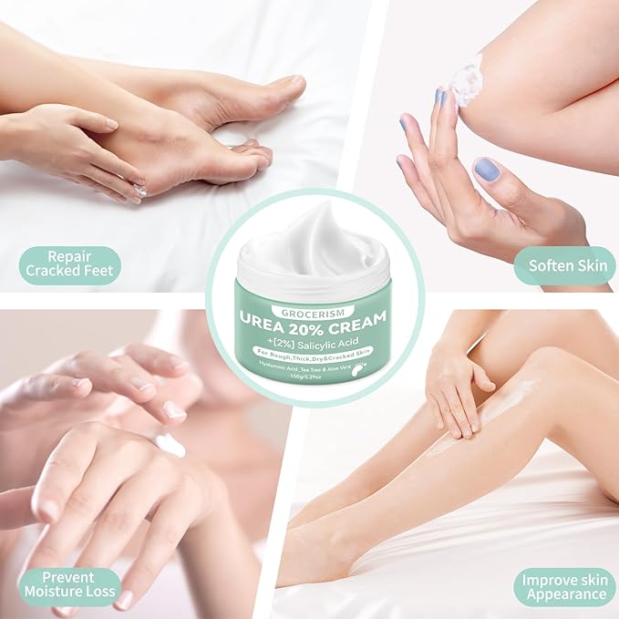 Urea Cream 20 Percent For Feet Plus 2% Salicylic Acid 150g || Foot Cream and Hand Cream Maximum Strength with Hyaluronic Acid, Tea Tree, and Aloe Vera for Deep Moisturizes