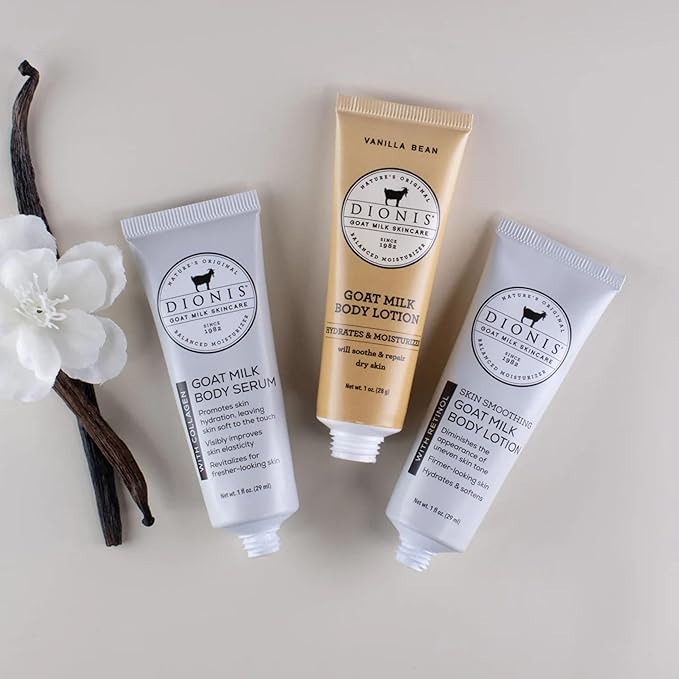 Dionis Goat Milk Skincare Body Care Set - Vanilla Bean Lotion, Body Lotion W/Retinol, Body Serum W/Collagen, Deep Hydration and Younger Skin