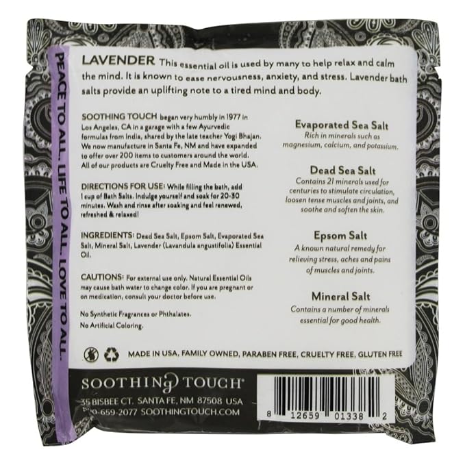 Soothing Touch Bath Salts Pouch, Lavender, 8 Ounce