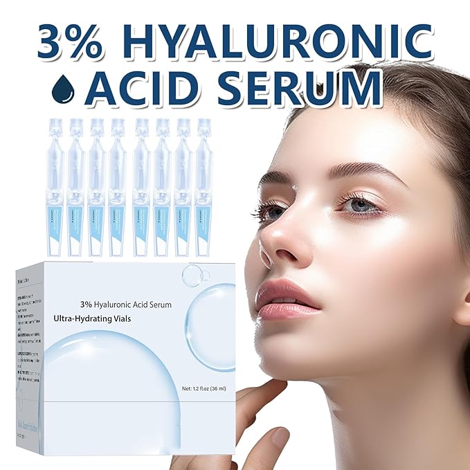 30pcs 3% Hyaluronic Acid Serum Ultra-Hydrating Vials, Ultra-Hydrating Serum Single-Use Vials, 3% Hyaluronic Acid Serums for Face, Hyaluronic Acid Tubes, Hyaluronic Acid Tubes