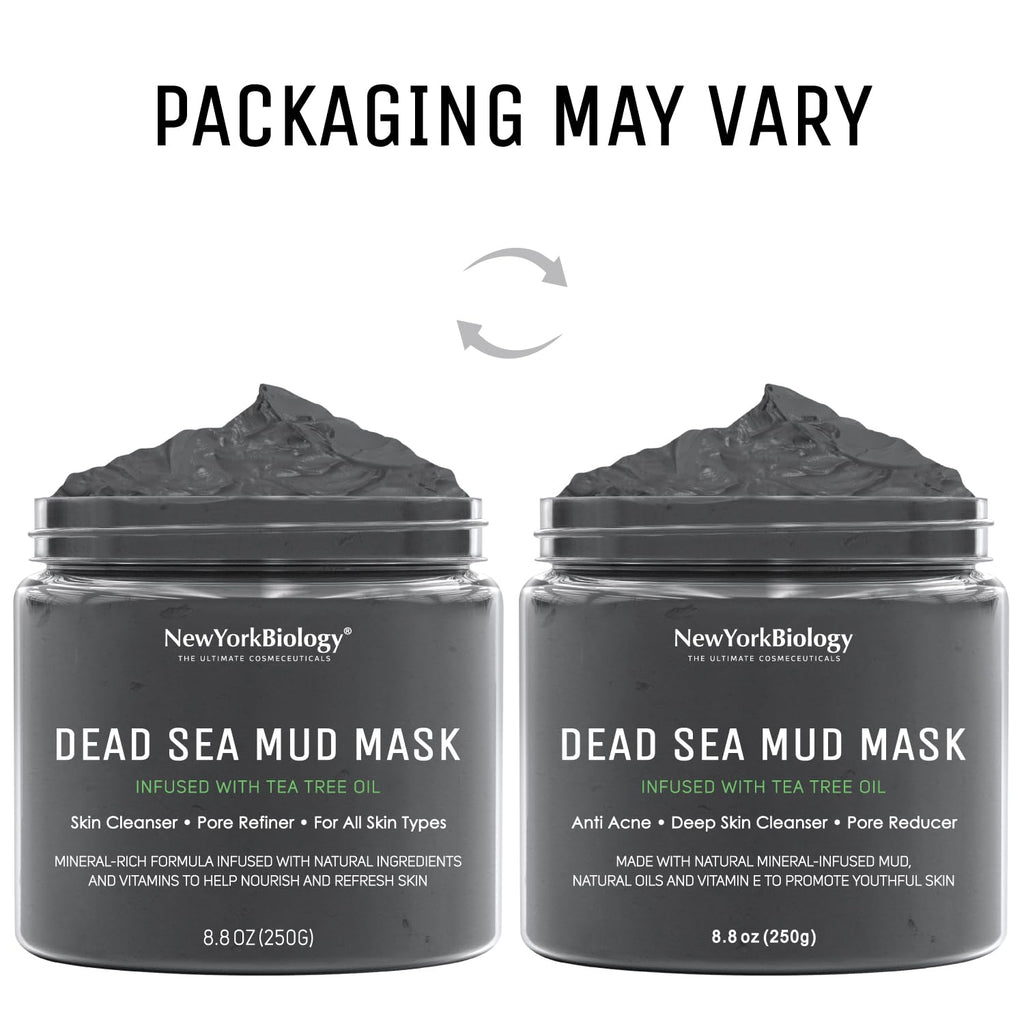 New York Biology Dead Sea Mud Mask for Face and Body | with Tea Tree | Spa Quality Pore Refiner for Oily Skin | Natural Skincare for Women & Men | Tighten Skin for A Healthier Complexion | 8.8 oz
