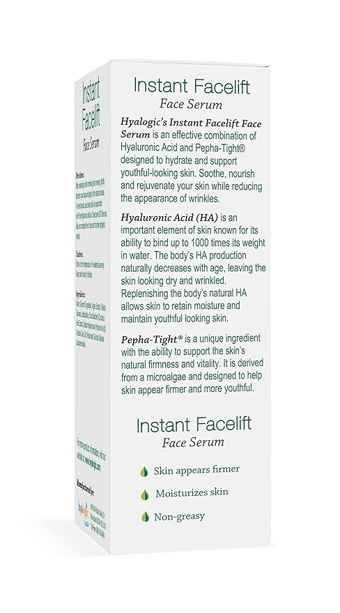 Hyalogic Instant Facelift Serum - Hyaluronic Acid & Pepha®-Tight for Skincare - Facial Serum for Instant Skin Firming, Fine Line & Wrinkle Reduction - Clean Formula for Healthy Skin (1 Fl Oz)