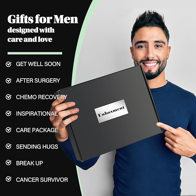 Care Package for Men Sick Friend, Get Well Soon Gifts Basket for Man, Feel Better After Surgery Recover, Thinking of You Sending Hugs Box