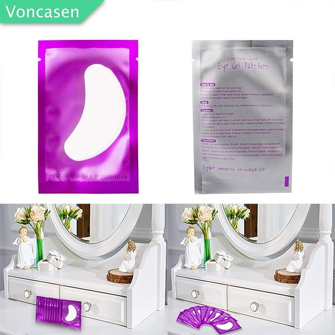 100 Pairs Set Under Eye Pads, Comfy and Cool Under Eye Patches Gel Pad for Eyelash Extensions Eye Mask Beauty Tool (Purple)