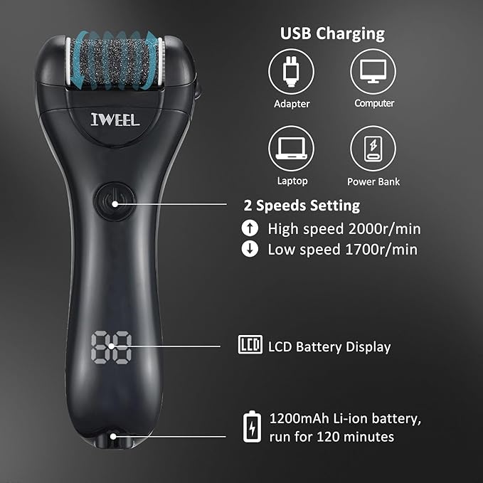 Electric Foot Callus Remover, Rechargeable Portable Electronic Foot File Pedicure Kit, Electric Callus Remover for Feet, Pedicure Tools, Foot Scrubber File, Professional Foot Care for Dead Skin