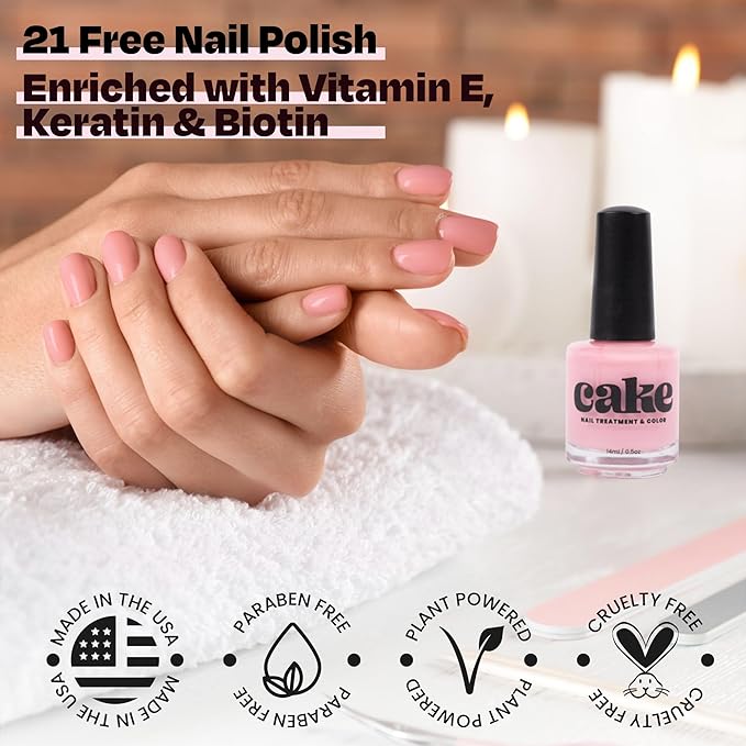 Nail Strengthener & Nail Polish Duo, Nail Repair for Damaged Nails, Nail Hardener & Growth, Non Toxic, Professional Applicator Brush, Keratin Enriched (Love Shack) CAKE Power Boost (1 fl oz)