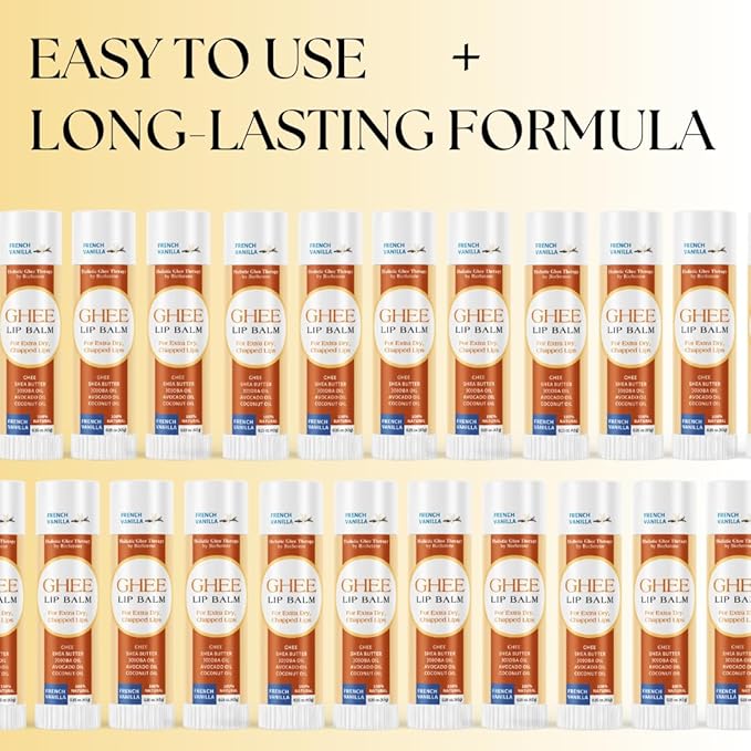 All Natural Lip Balm For Very Dry Lips | Hydrating & Moisturizing Lip Balm with Shea Butter, Ghee, Jojoba Oil, Coconut Oil | Chapped Lips & After Sun Care | BioSerene (4.5 gms/tube, French Vanilla)