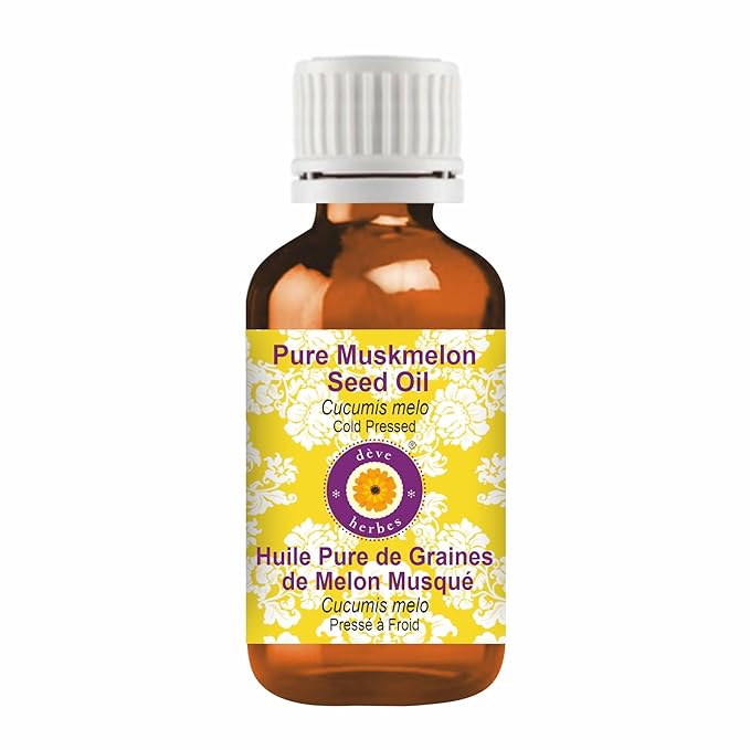 Deve Herbes Pure Muskmelon Seed Oil (Cucumis melo) 100% Natural Therapeutic Grade Cold Pressed 50ml (1.69 oz)