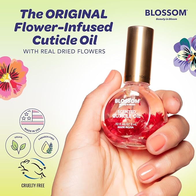 Blossom Cuticle Oil for Nails, Hydrating, Moisturizing, Scented Nail Oil Cuticle Care, Infused with Real Flowers, Made in USA, 0.92 fl. oz, Kiwi