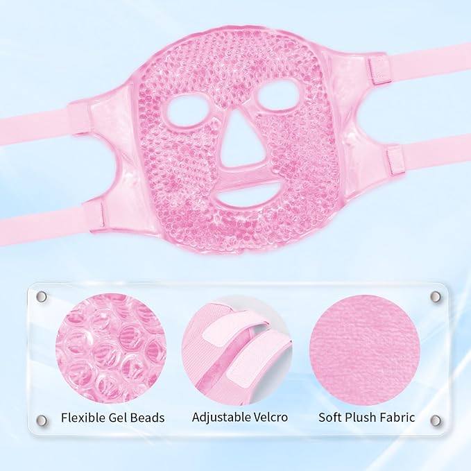 Cold Face Eye Masks Ice Face Mask Hot Cold Compress for Dark Circles, Puffiness, Migraines, Headache, Stress, Redness, Cooling Face Masks for Women Man, Skin Care