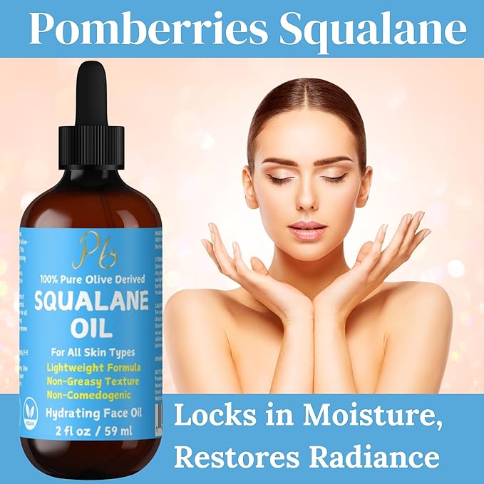 100% Pure Squalane Oil – Hydrating & Anti-Aging Moisturizer – Lightweight, Non-Greasy & Fast-Absorbing – Plant-Derived & Non-Comedogenic – Squalane for Face, Skin & Hair, 2 fl oz