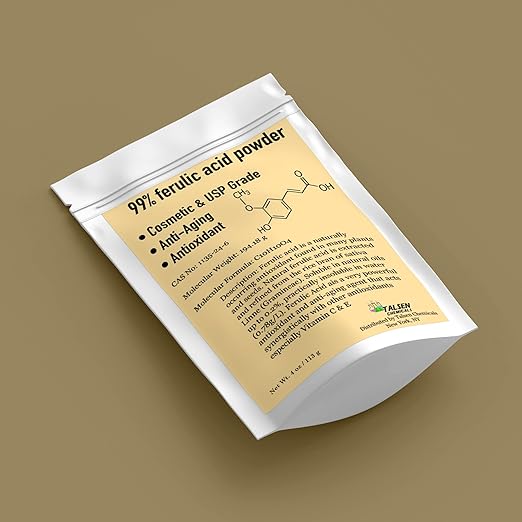 Ferulic Acid Powder Pure 99% Pure Cosmetic Grade Powder Pure Natural, DIY Skincare (1 Oz/ 28 Grams)