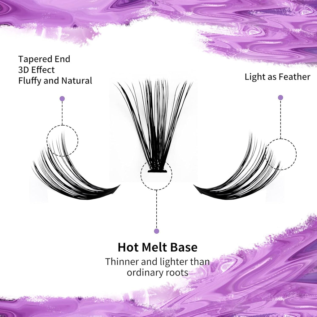 Cluster Eyelashes 30D/40D 240PCS 12-16mm Mixed Individual Lashes C/D Curl 0.07mm Matte Black Cluster Eyelash Extensions Soft Lightweight Individual Lashes Cluster 3D Effect (30/40D-C, 12-16mm Mixed)