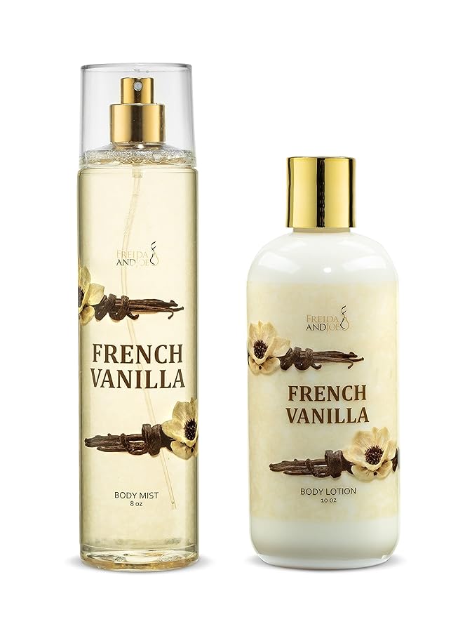Home Spa Gift 10oz Deep Moisturizing Fragrance Body Lotion & 8 oz. Fine Fragrance Body Mist Set Luxury Self-Care Combo for Women and Girls (French Vanilla) Mother’s Day Gift for Mom